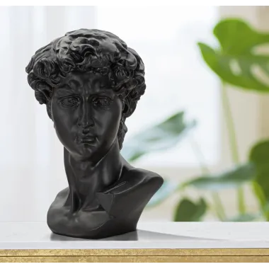 SCULTURA GŁOWA STAREGO CZARNA 44x35,5x60 cm